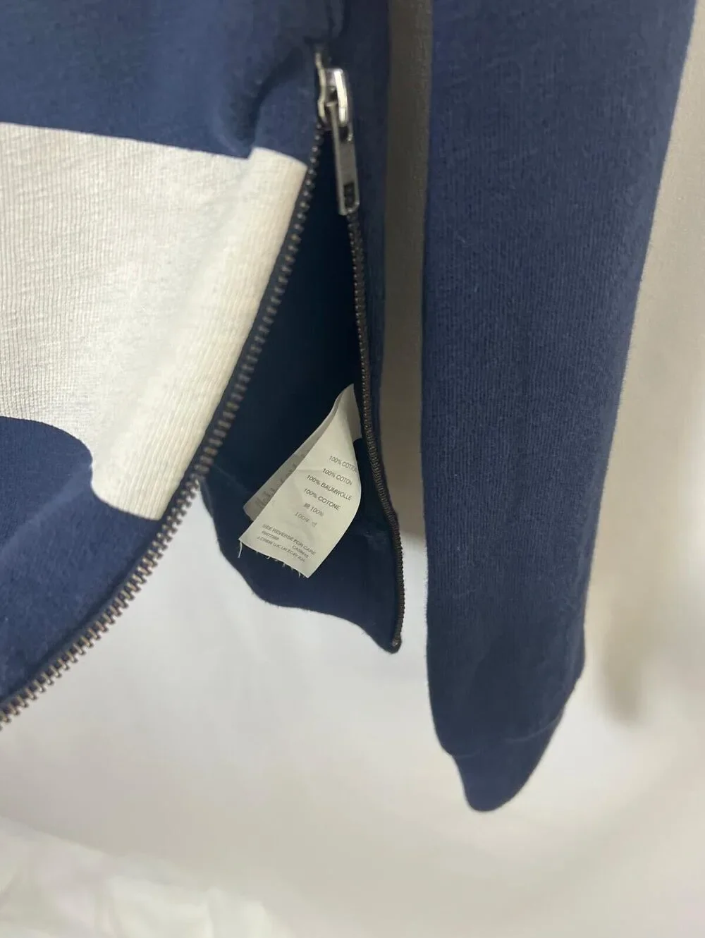 J.Crew Navy and White Striped Sweater Medium Casual Cotton